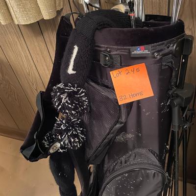 Sale Photo Thumbnail #747: Golf Set #1 includes various brands of golf balls, tees, clubs, sock covers