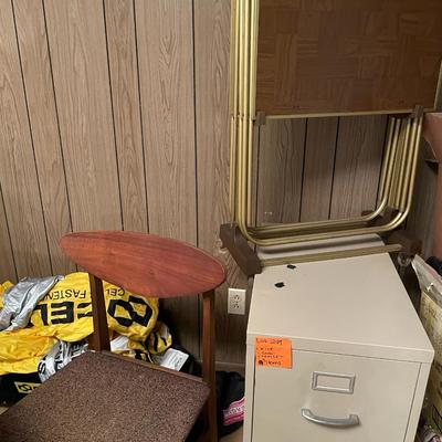 Sale Photo Thumbnail #752: MCM Tray Set, Chair, & File Cabinet includes 4 trays in set