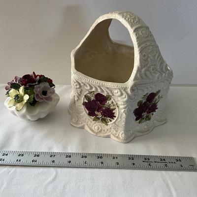 Royal Adderley Made in England flower deco with flowers basket