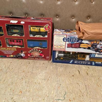 Sale Photo Thumbnail #773: Train Set Lot of 4 includes Santa Fe Express Radio Control Set, Bachmann Big Haulers Silverton Flyer G Scale Set, 2 Bachmann G Scale Cars, & Tracks