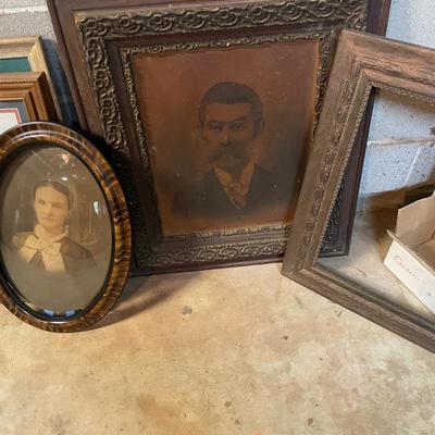 Sale Photo Thumbnail #816: Lot of Framed Art includes a painting, sketch print, photos, frames