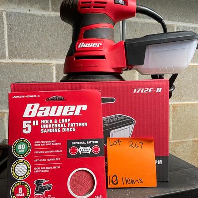 Sale Photo Thumbnail #826: Bauer 5" Circular Palm Sander & Accessories includes sand discs & hand tool