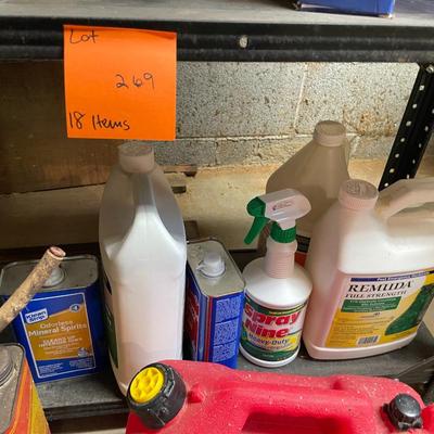 Sale Photo Thumbnail #833: Lot of Indoor/Outdoor Cleaners includes gas cans