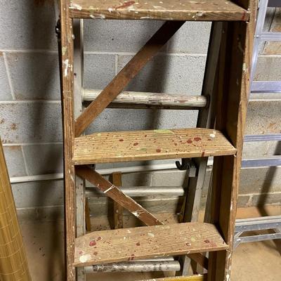 Sale Photo Thumbnail #897: Ladder Lot includes metal and wooden ladders
