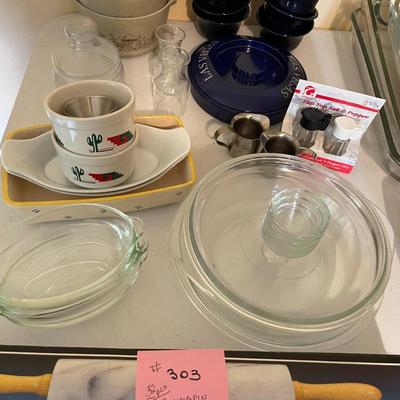 Sale Photo Thumbnail #917: Marble Rolling pin with 32 pieces of bakeware and containers