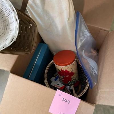 Basket of Sewing & Laundry items