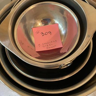 Sale Photo Thumbnail #927: 7 Stainless Steel bowls