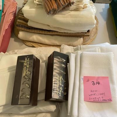 Sale Photo Thumbnail #940: Asst Ivory/White Linens - 10 plus pieces