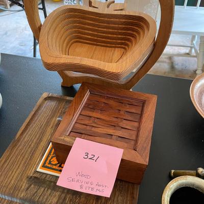 Sale Photo Thumbnail #962: Asst. 8 MCM wood serving pieces 