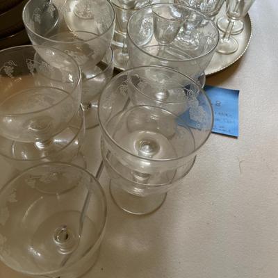 Sale Photo Thumbnail #983: Aluminum tray with asst. glassware - 22 pieces