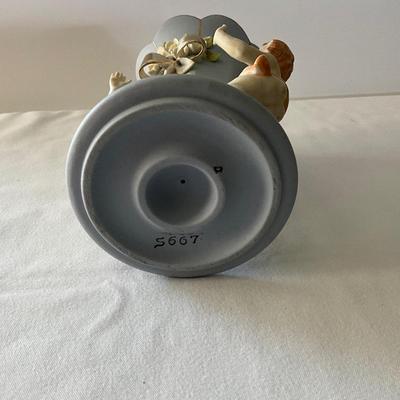 Vintage item, blue platter, vase and shoe