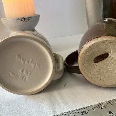 Two Mugs w/candles/holders