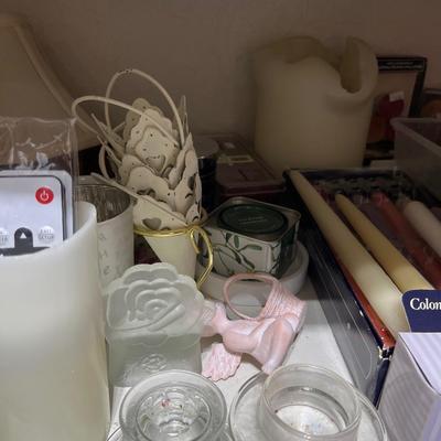 Sale Photo Thumbnail #288: Candles, votives, lamp shades and more.