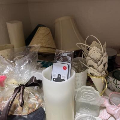 Sale Photo Thumbnail #291: Candles, votives, lamp shades and more.