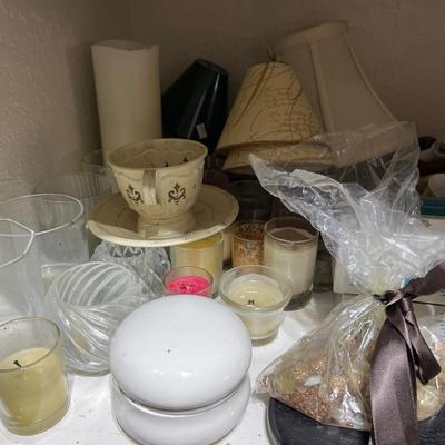 Sale Photo Thumbnail #289: Candles, votives, lamp shades and more.