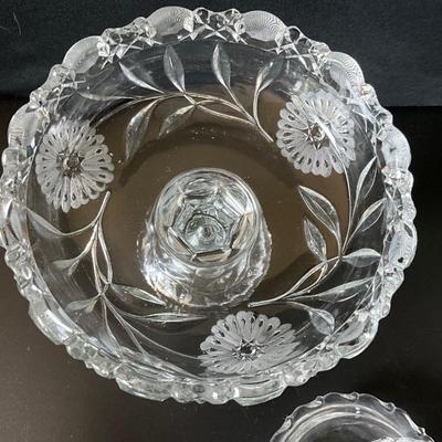 Vintage Early American pressed glass cake stand, Candy Dish, Candlewick Sugar/Creamer
