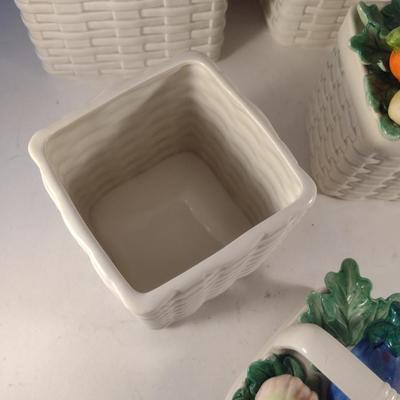 Set of Vintage Fitz and Floyd 'Kitchen Harvest" Canisters- Four Graduated Pieces