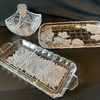 Mikasa crystal platters and candy dish