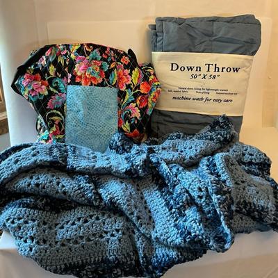 Down Throw, Afghan, Large cloth tote bag