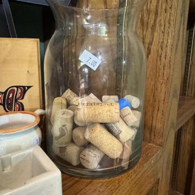 Sale Photo Thumbnail #437: Hurricane lamp
Cork display
Black cross
Alaskan box
Book ends