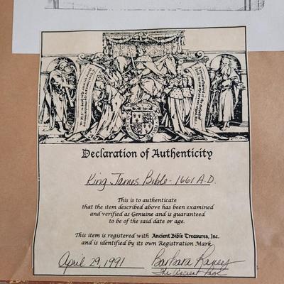 1661 A.D. King James Bible Leaf (BR2-EL)