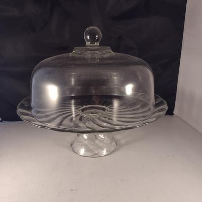 Cake Pedestal with Dome Lid- Approx 11" in Diameter
