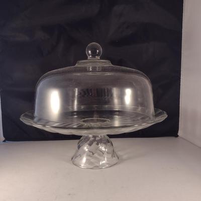 Cake Pedestal with Dome Lid- Approx 11" in Diameter
