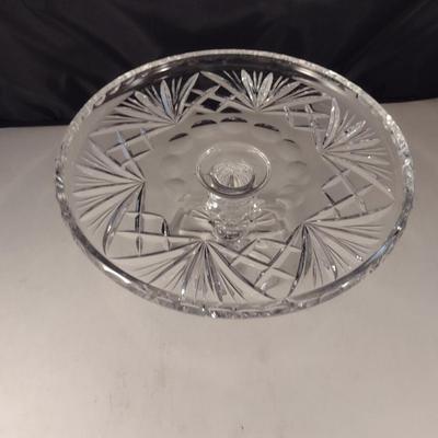 Gorham Crystal Cake Stand- Approx 8 3/4" in Diameter- Cherrywood Pattern