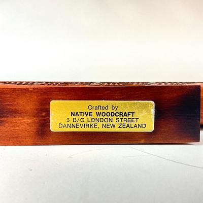 Sale Photo Thumbnail #1125: Crafted by Native Woodcraft In London Street Dannevirke, New Zealand
Measures: 12.5" long x 1.25" deep x 5.5" high