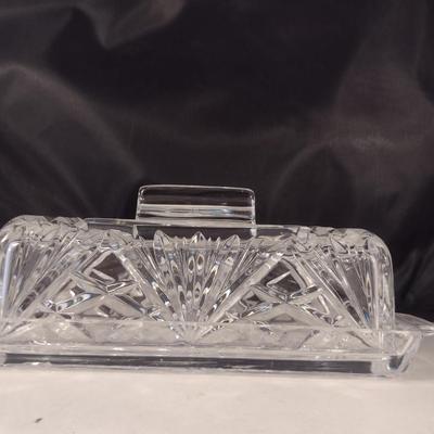 Gorham Crystal Covered Butter Dish- Cherrywood Pattern