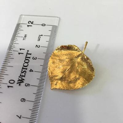 Vintage yellow, gold, toned leaf brooch