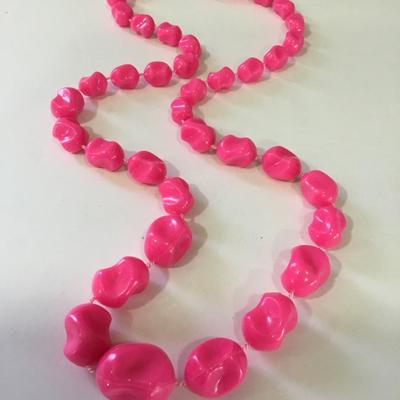 Vintage Hot pink pink nugget necklace