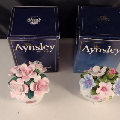 Pair of Aynsley Porcelain Floral Bouquets