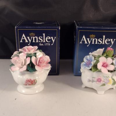 Pair of Aynsley Porcelain Floral Bouquets