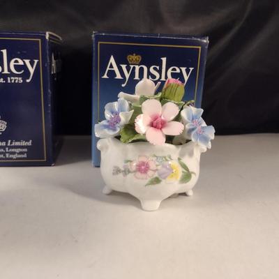 Pair of Aynsley Porcelain Floral Bouquets