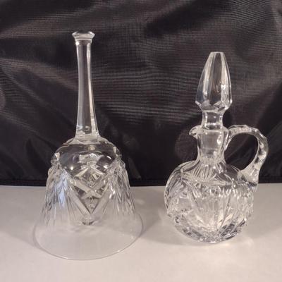 Gorham Crystal Bell and Cruet- Cherrywood Pattern
