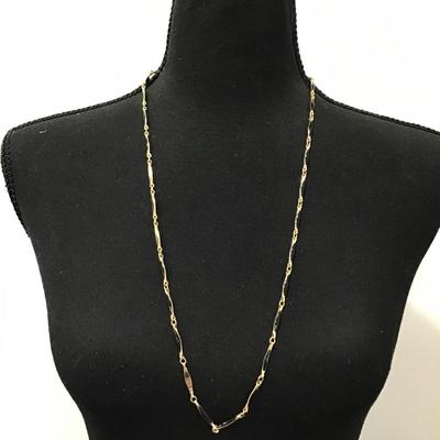 Vintage, gold, toned, black enamel necklace in excellent condition
