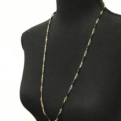 Vintage, gold, toned, black enamel necklace in excellent condition