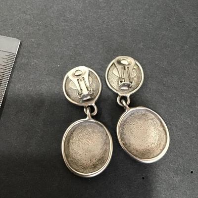Vintage brushed nickel clip on earrings
