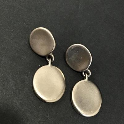 Vintage brushed nickel clip on earrings