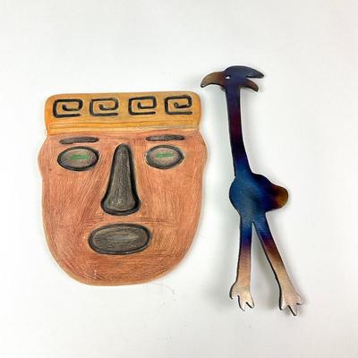 Sale Photo Thumbnail #1223: Bath Wall Decor
Bird measures: 12" long 
Mask measures: 9.5" high x 8" wide