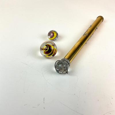Sale Photo Thumbnail #1229: Includes 3 marbles
Measures: 8" long