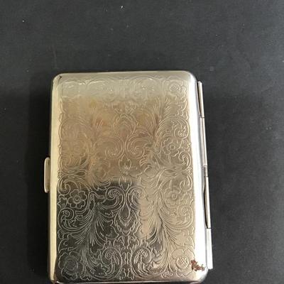 Vintage SilverTone hinged cigarette case
