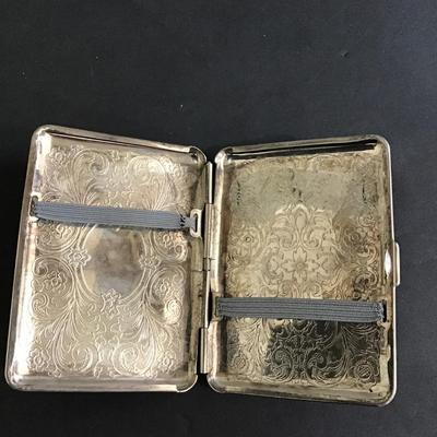 Vintage SilverTone hinged cigarette case