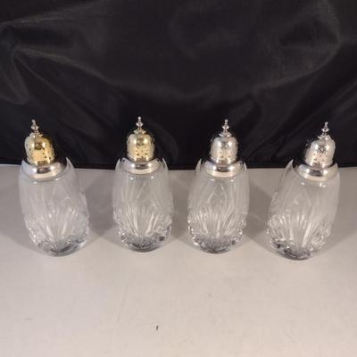Gorham Crystal Salt and Pepper Shakers- Cherrywood Pattern- Three Pairs