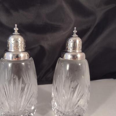Gorham Crystal Salt and Pepper Shakers- Cherrywood Pattern- Three Pairs