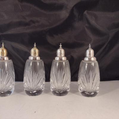 Gorham Crystal Salt and Pepper Shakers- Cherrywood Pattern- Three Pairs
