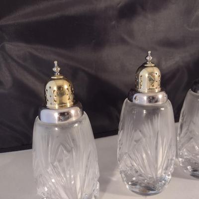 Gorham Crystal Salt and Pepper Shakers- Cherrywood Pattern- Three Pairs