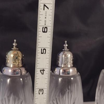 Gorham Crystal Salt and Pepper Shakers- Cherrywood Pattern- Three Pairs