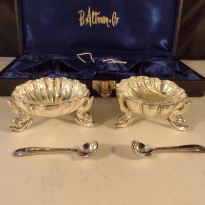 Pair of B. Altman & Co. Salt Cellars with Spoons and Storage Case